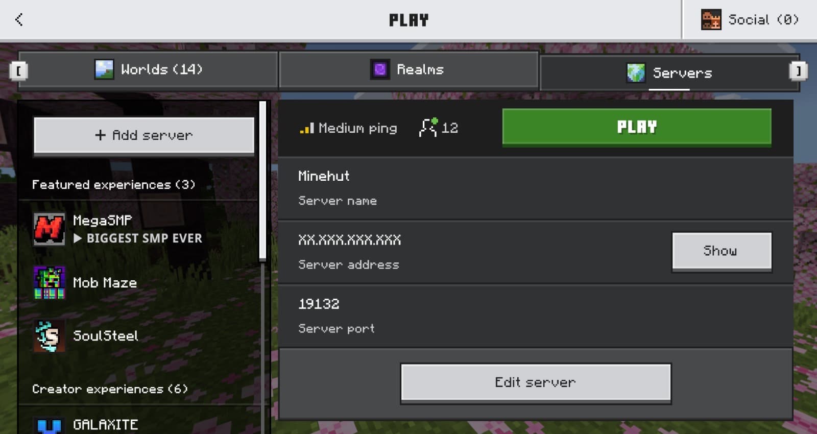 Minecraft Bedrock Edition — Add Server screen